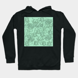 Doodled Highland Cows Pattern Mint Hoodie
